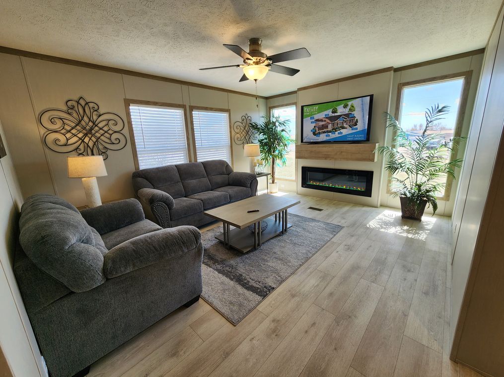 Secondary living area with 60" remote controlled fire place