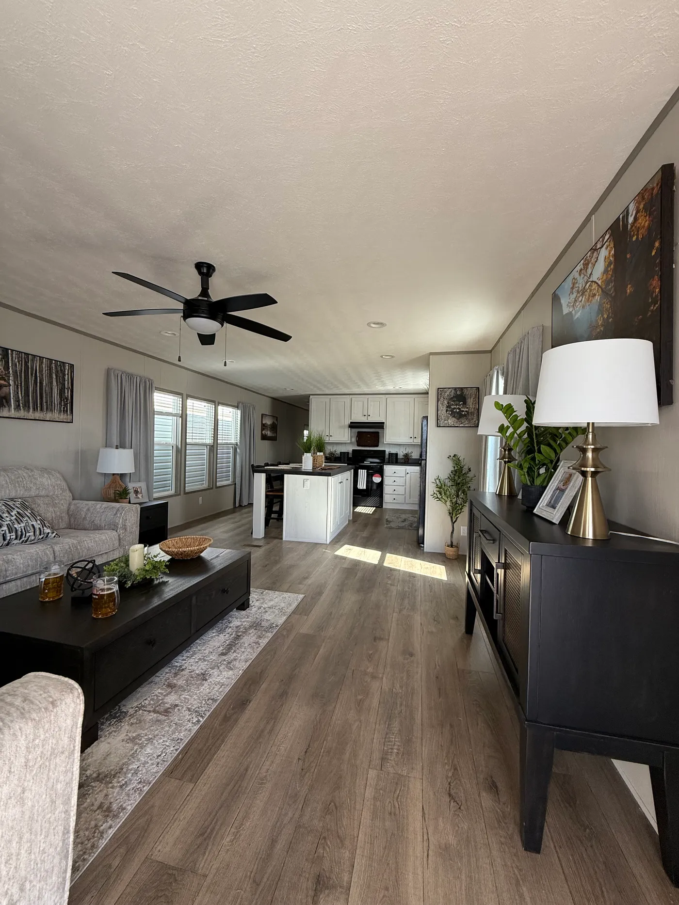 Open Floor plan with Island and Stainless Steel Appliances