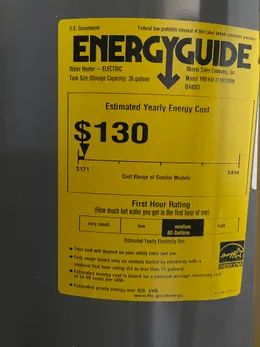 Energy Efficient water heater only costs $130 per year to operate!
