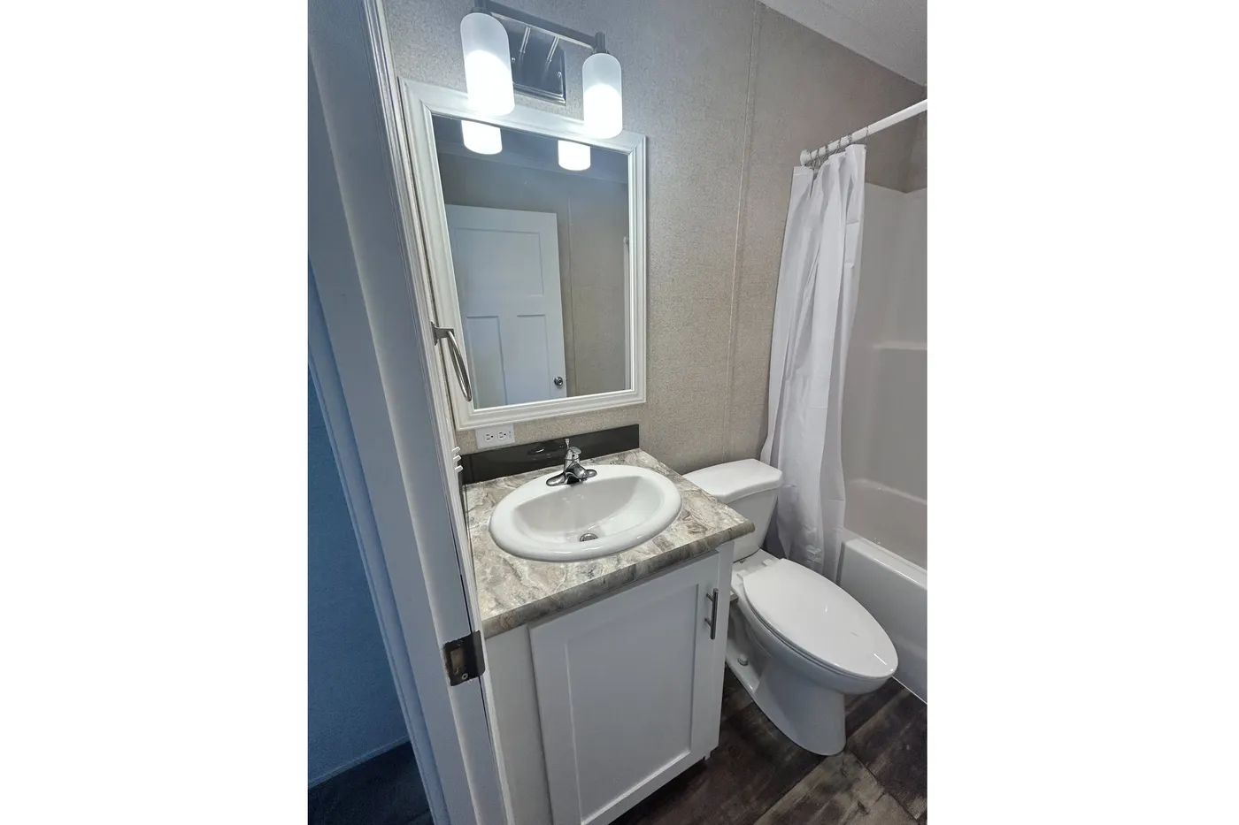 A look into the guest bathroom. 