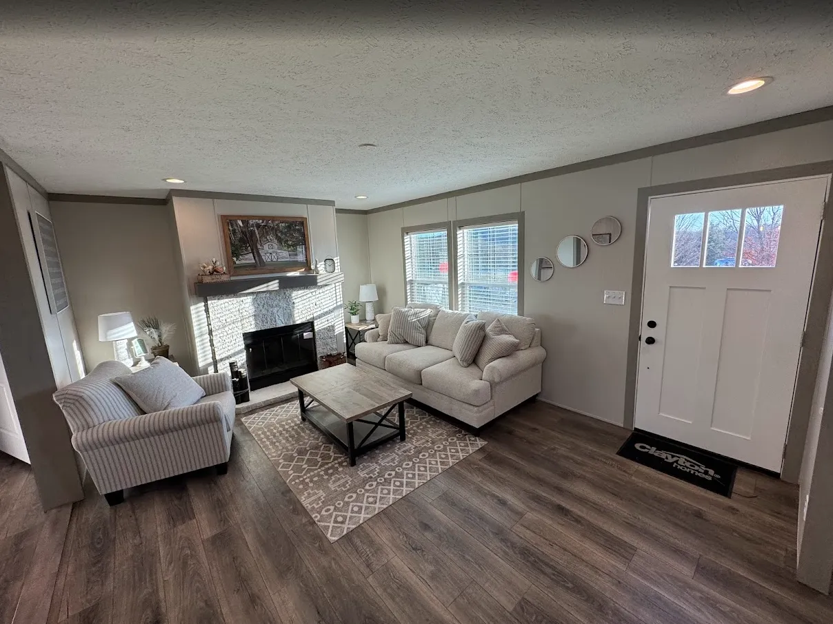 Right inside the front door we're looking at the living room portion of the open concept space