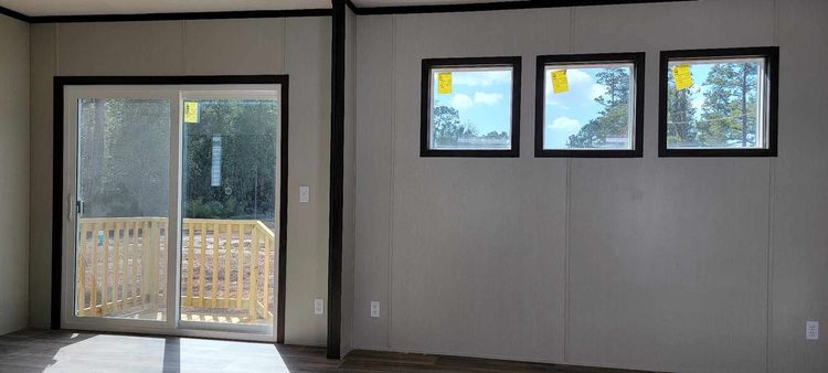 Natural light from sliding glass door and living room windows