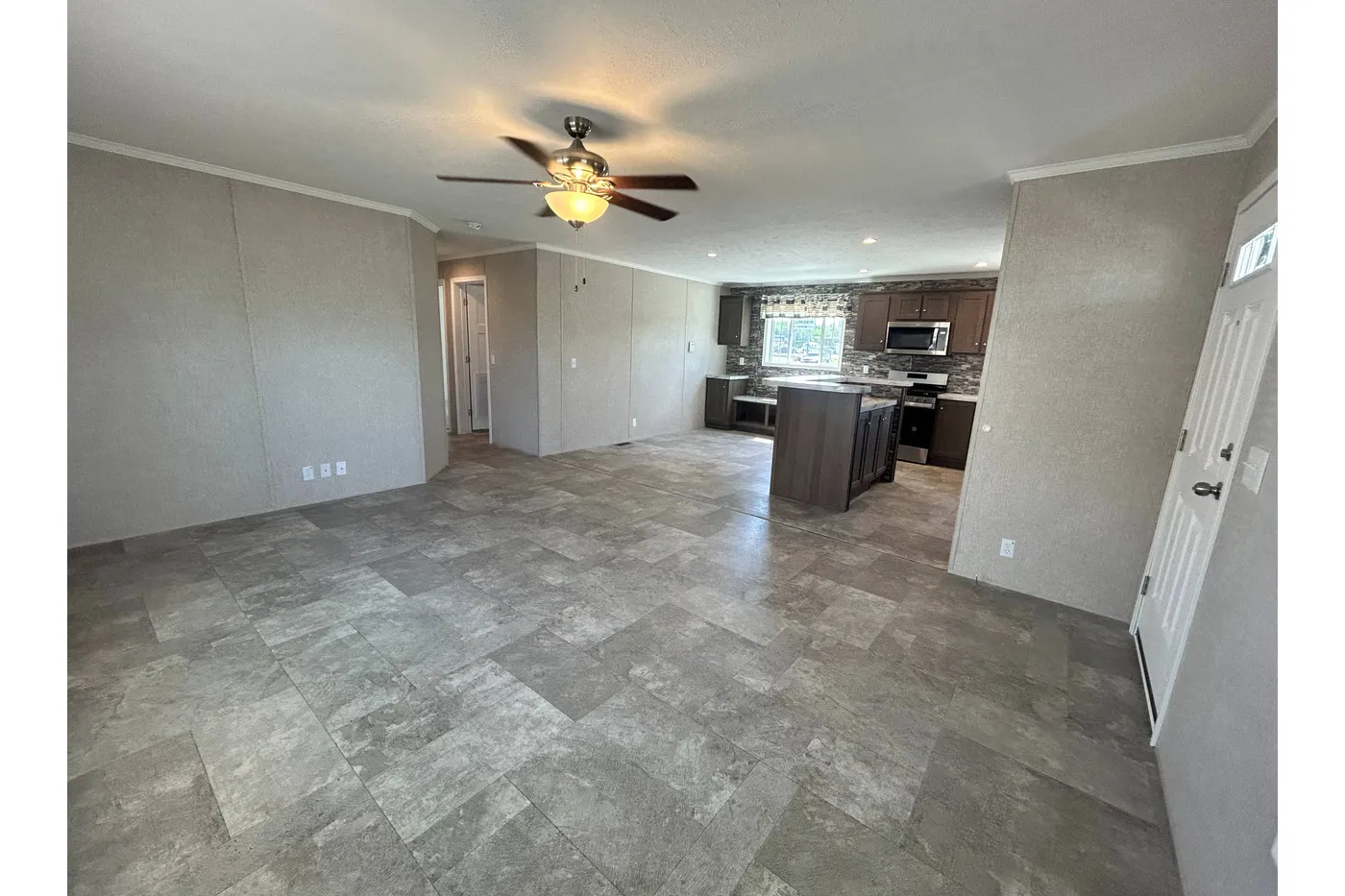 Check out this open concept kitchen and family room. 