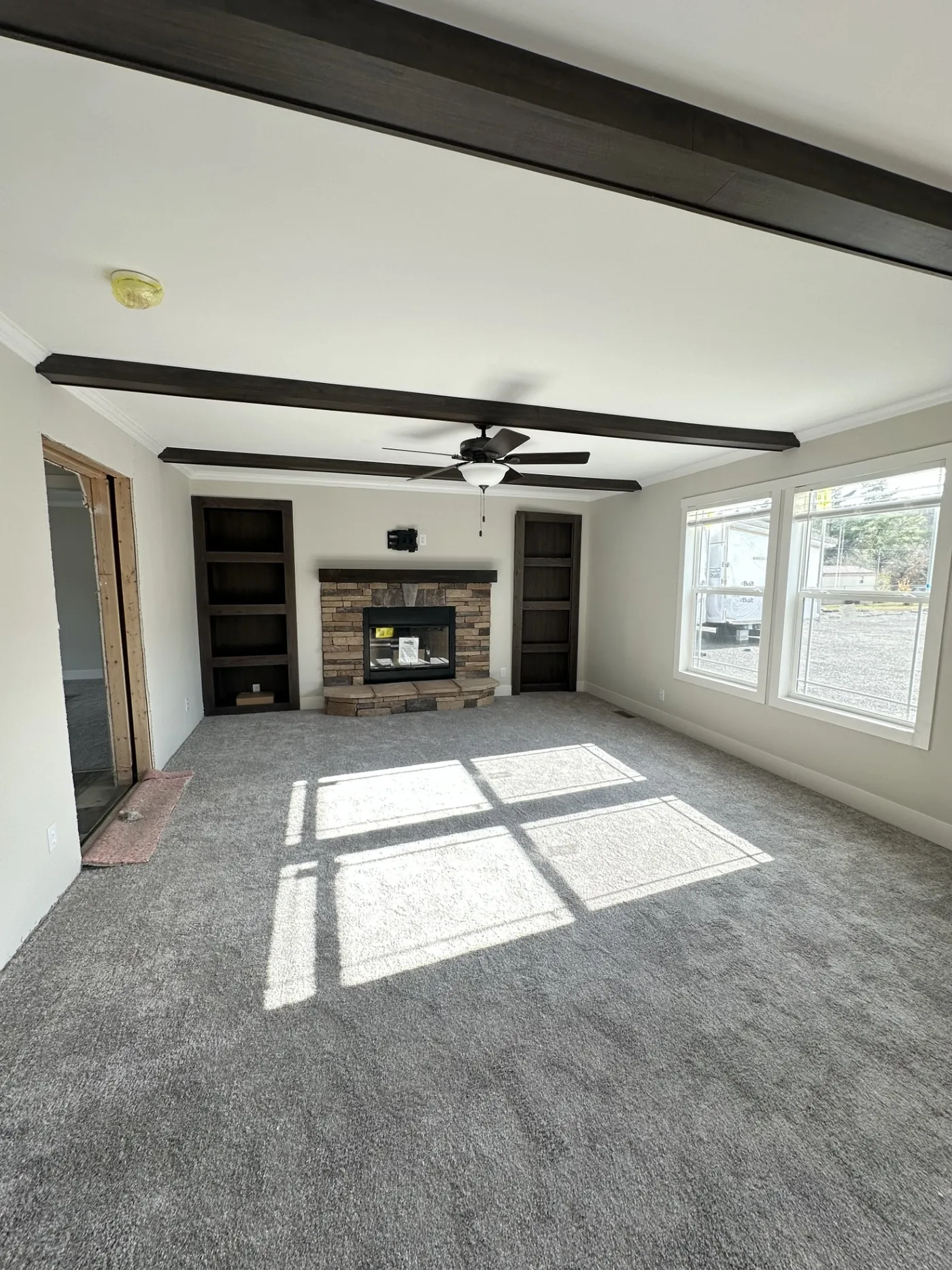 Wood Burning Fireplace and built-ins with a surprise feature!