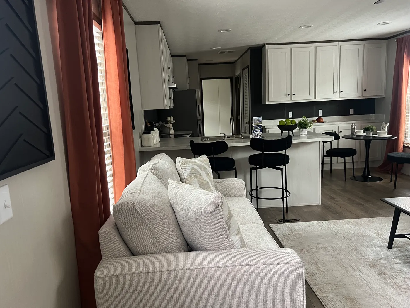 Beautiful manufactured tiny home living room. Best deals and prices on Clayton Built manufactured home in texas.