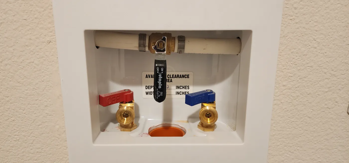 Whole house water shut off valve in utility room.