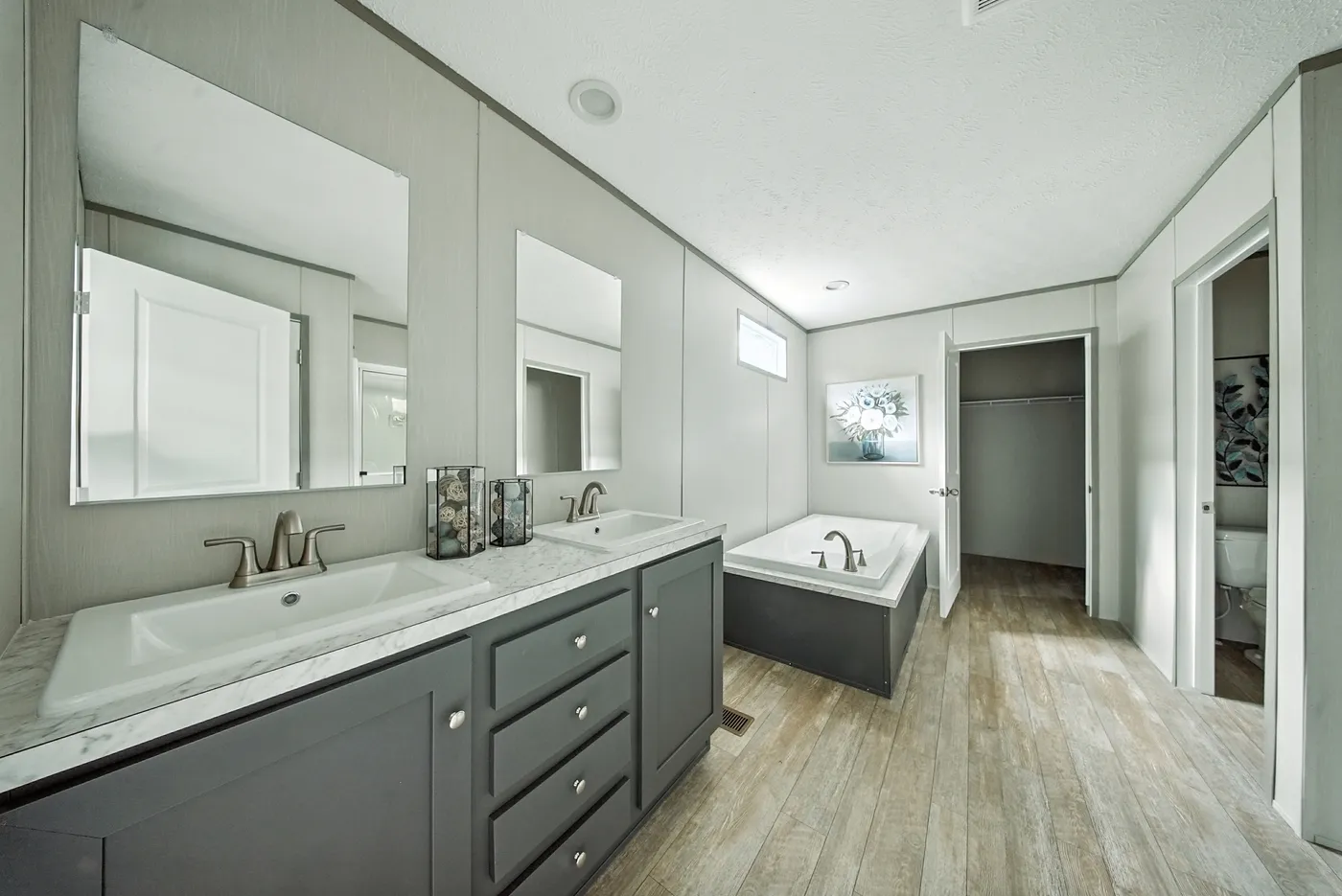 Soaker tub with separate walk-in shower