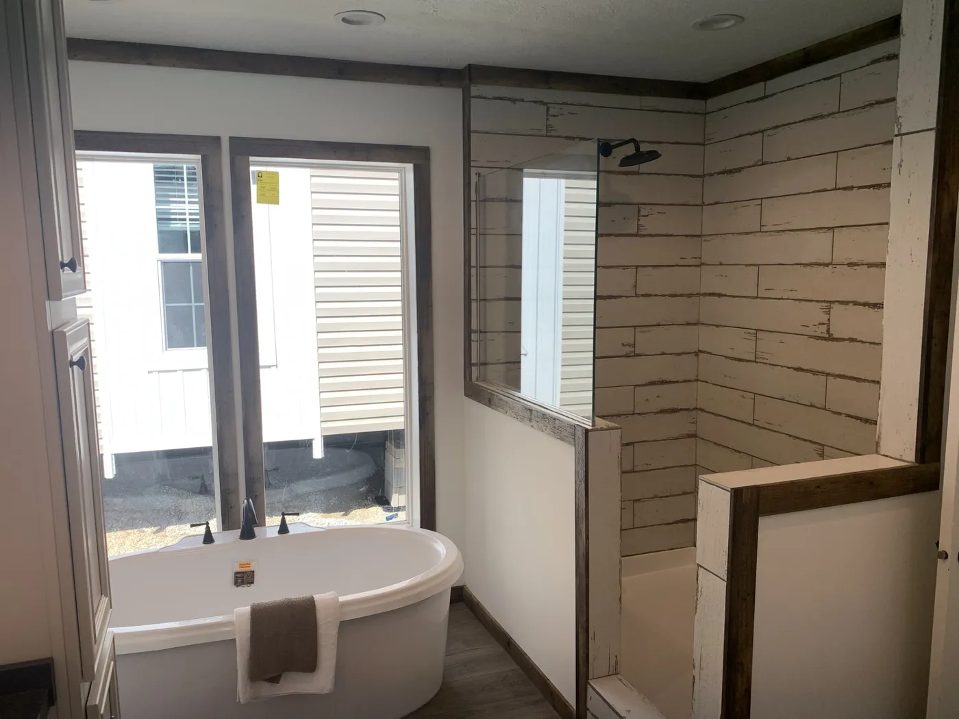 Stand Alone Tub, Huge Walk in Shower