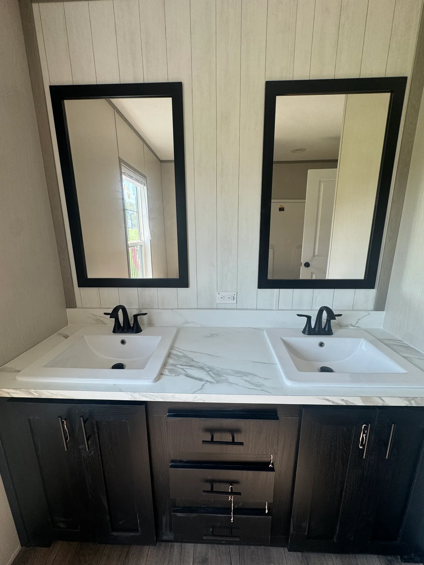 Guest bath vanity. Double sinks. 