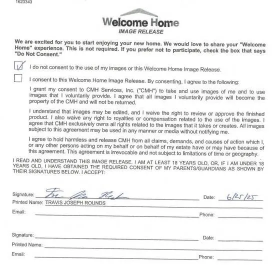 TRAVIS R. welcome home image